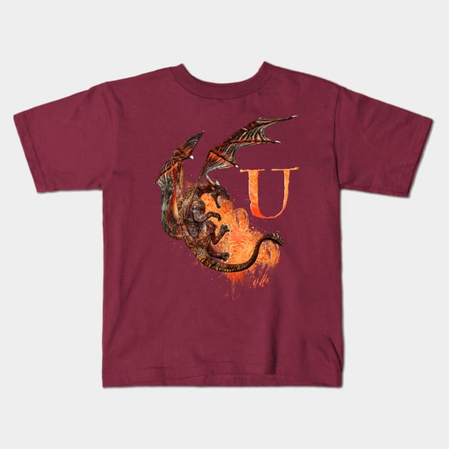 Drachen Buchstabe U Kids T-Shirt by AndreaTiettje